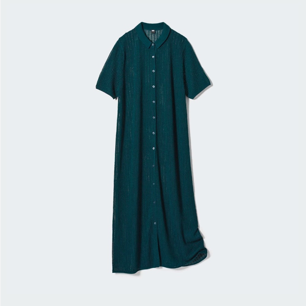 55 Green Lace Knit Dress Large
